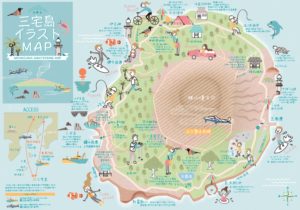 三宅島イラストMAP(三宅島観光協会公式HPより)
