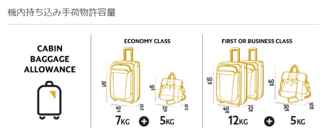 機内持ち込み手荷物：エティハド航空公式サイトより引用