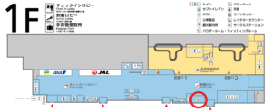 女満別空港レンタカーカウンター地図（出典：女満別空港公式サイト）